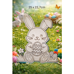 Królik Wielkanocny z pisankami 25cm, królik 25cm, sklejka 3mm